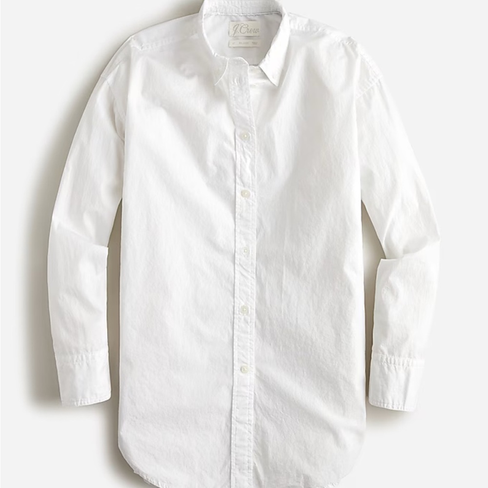 JCREW Brand New Relaxed Fit Cotton Poplin Shirt in White, Size 2